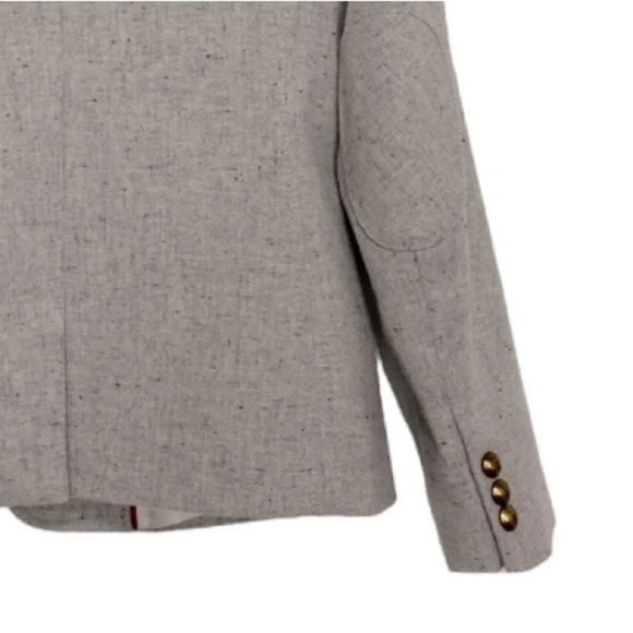 Banana Republic Wool Blend W/Elbow Patches Gray Speckled H-acking Jacket Size 6P - Picture 6 of 9